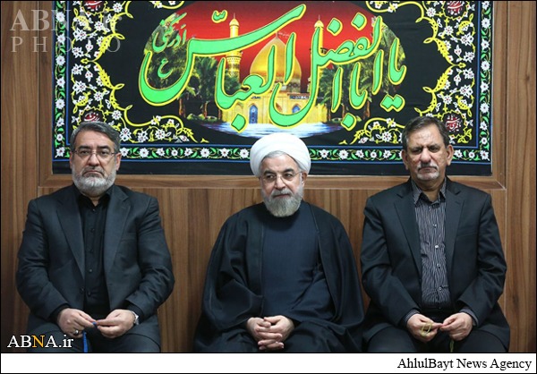 حضور روحانی و اعضای هیأت دولت در مراسم عزای حسینی + تصاویر